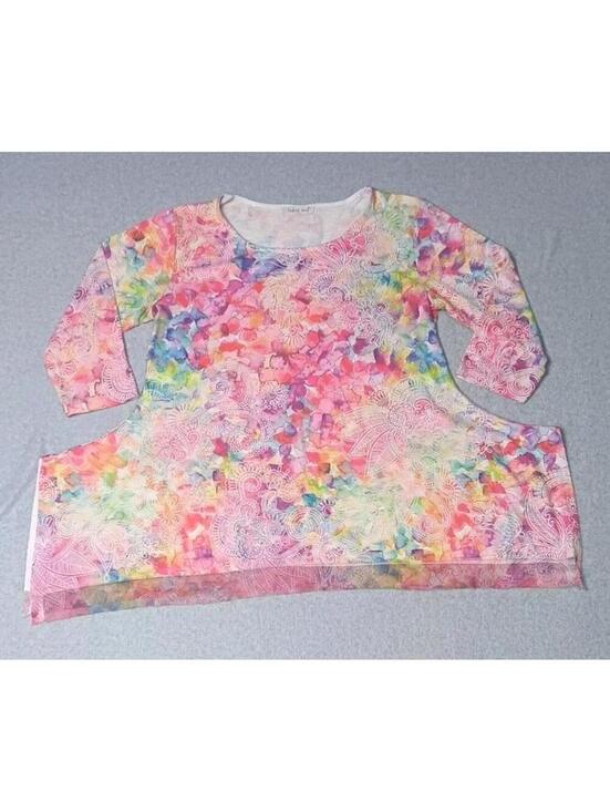 Indigo Tops - Indigo Soul Asymmetrical Blouse Top Womens Size Large Multicolor Paisley Design